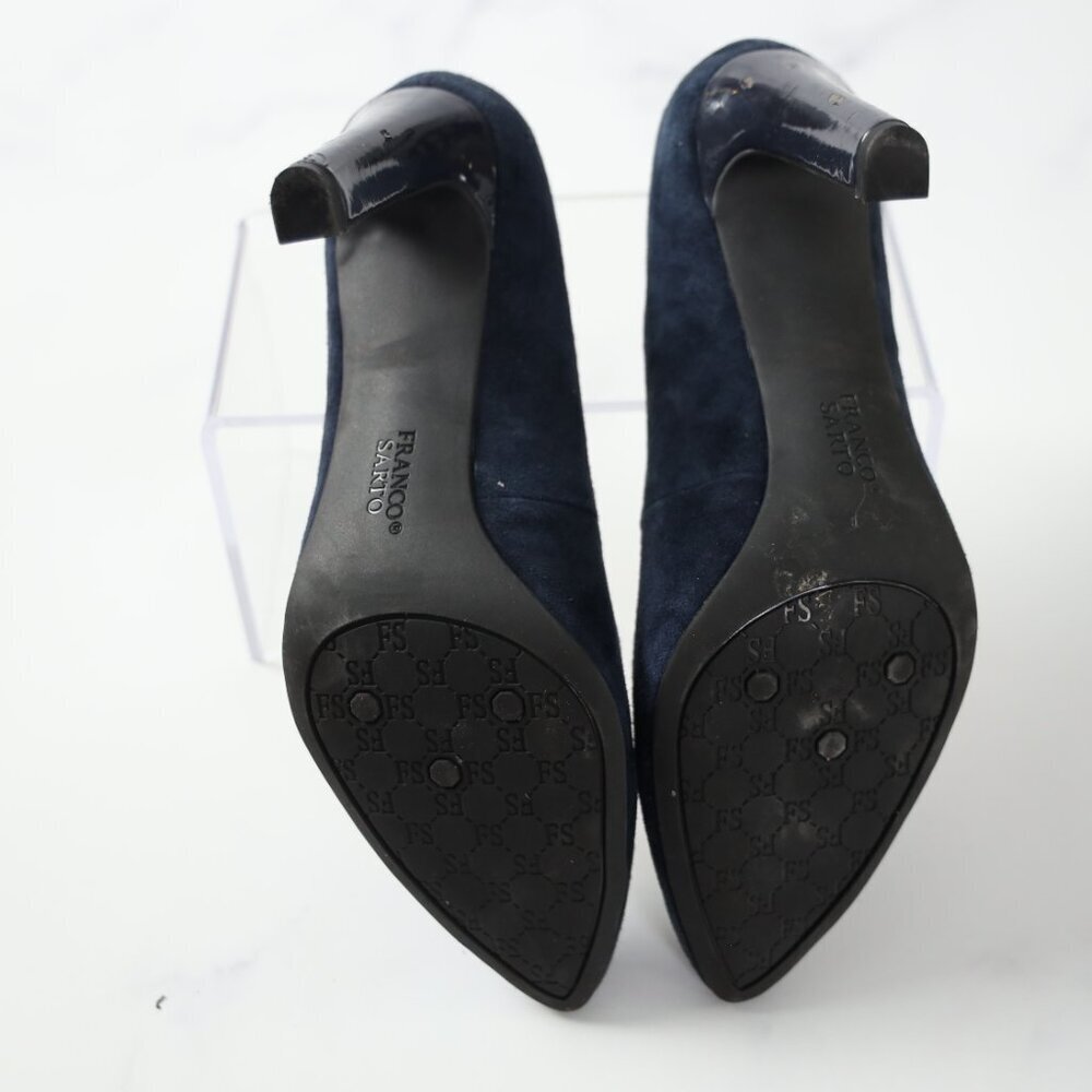 Franco Sarto Dark Navy Suede Heels Sz 8 - Picture 8 of 8